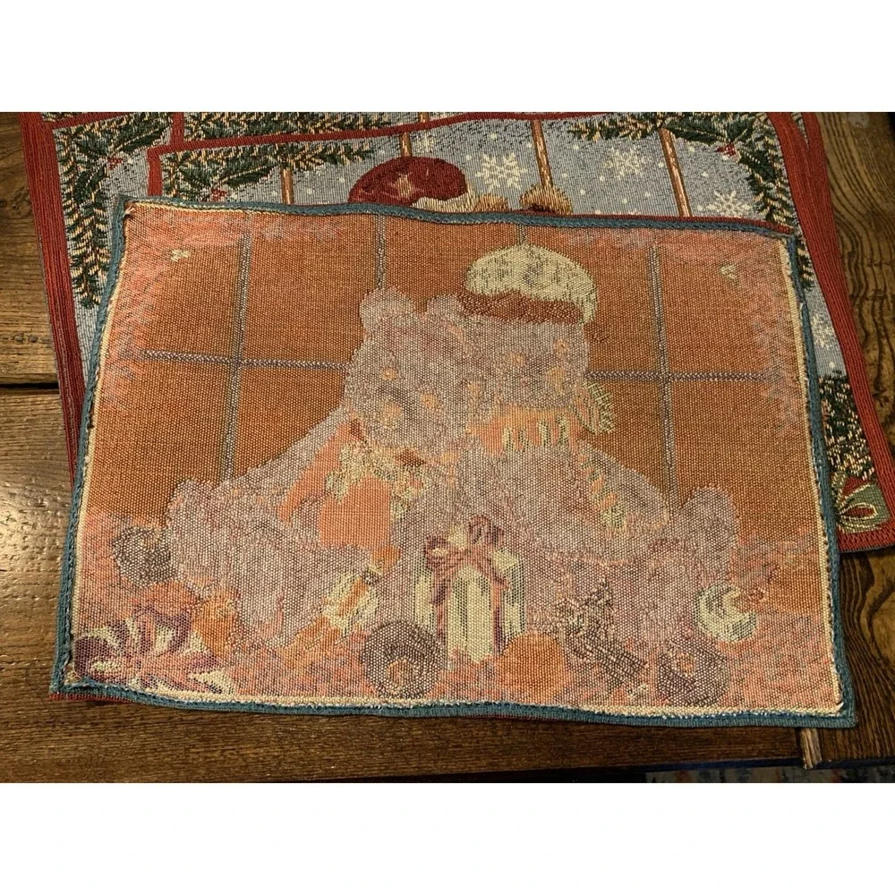 Vintage Teddy Bear Placemats 18x12 In Tapestry Set of 8 Christmas Kitchen Decor